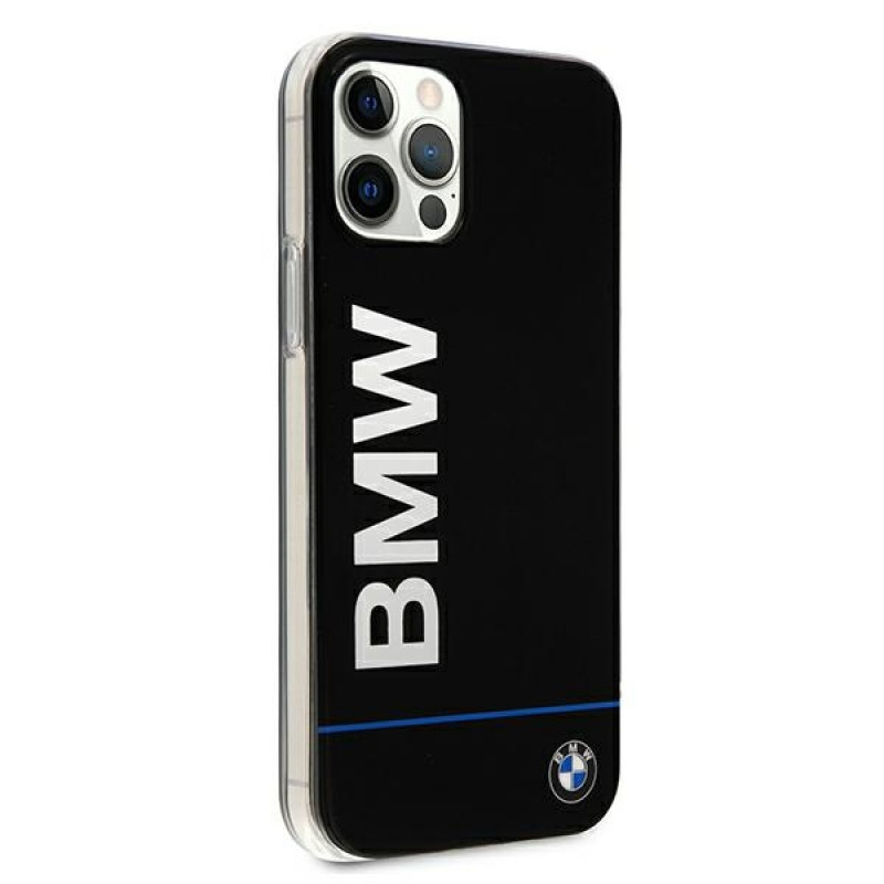 BMW BMHCP12MPCUBBK Signature uzdrukāts logotips cietais futrālis Apple iPhone 12 / 12 Pro, melns