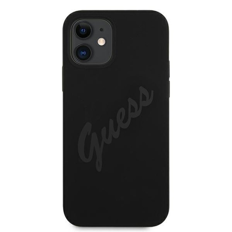 Guess GUHCP12SLSVSBK Script Vintage cietais maciņš Apple iPhone 12 mini 5.4 collas, melns/melns