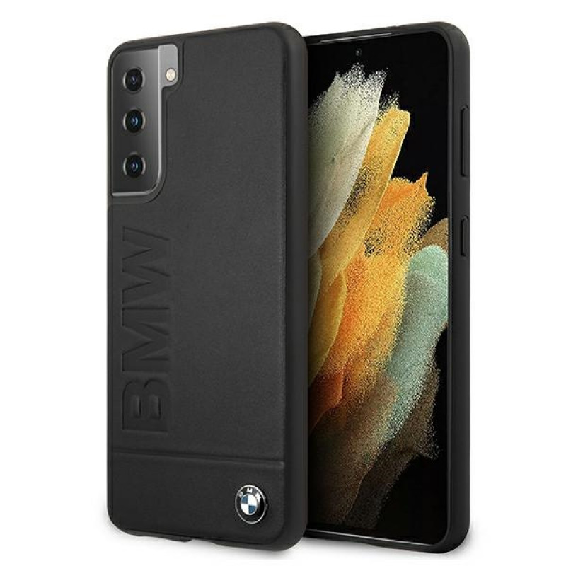 BMW BMHCS21MSLLBK Signature Logo Imprint cietais futrālis Samsung Galaxy S21+, melns