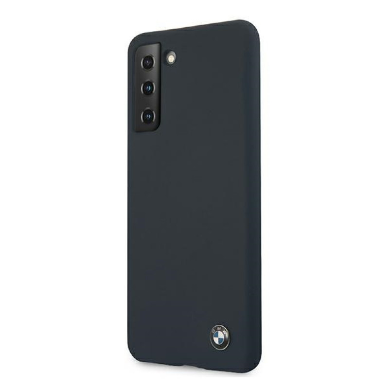 BMW BMHCS21MSILNA Silicone Signature cietais apvalks Samsung Galaxy S21+, tumši zilā