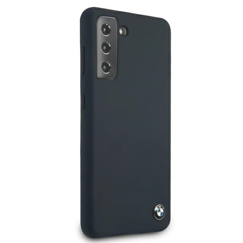 BMW BMHCS21MSILNA Silicone Signature cietais apvalks Samsung Galaxy S21+, tumši zilā