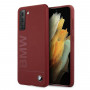 BMW BMHCS21MSLBLRE Silicone Signature Logo vāciņš Samsung Galaxy S21+ ierīcei, sarkans