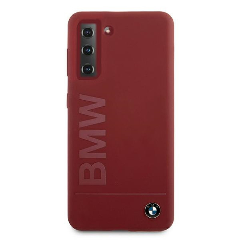 BMW BMHCS21MSLBLRE Silicone Signature Logo vāciņš Samsung Galaxy S21+ ierīcei, sarkans