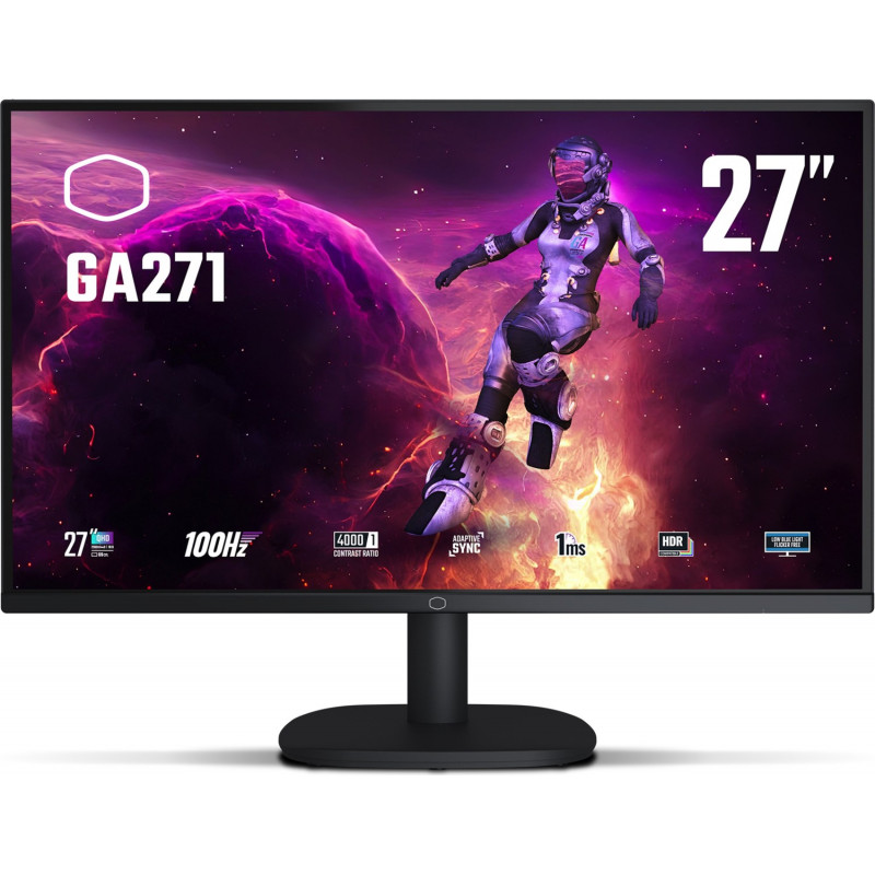 Cooler Master GA271 CMI-GA271-EK 27 collu monitors, 68,6 cm, 2560 x 1440, VA, 1 ms, 100 Hz, HDR, DisplayPort, HDMI