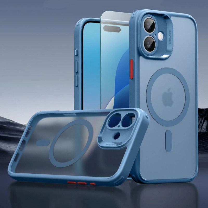 ESR Classic Pro Set HaloLock MagSafe vāciņš ar rūdīto stiklu Apple iPhone 16, Frosted Blue