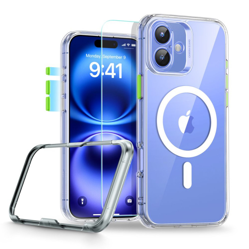 ESR Classic Pro Set HaloLock MagSafe vāciņš ar rūdītu stiklu Apple iPhone 16, caurspīdīgs