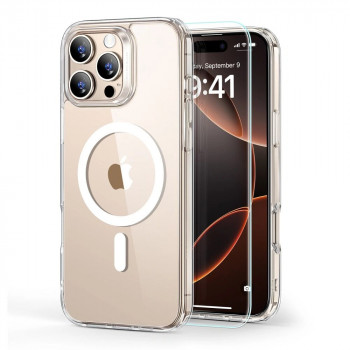 ESR Classic Hybrid HaloLock MagSafe vāciņš ar rūdīto stiklu Apple iPhone 16 Pro Max, caurspīdīgs