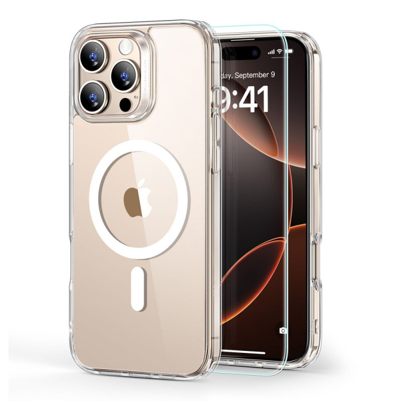 ESR Classic Hybrid HaloLock MagSafe vāciņš ar rūdīto stiklu Apple iPhone 16 Pro Max, caurspīdīgs