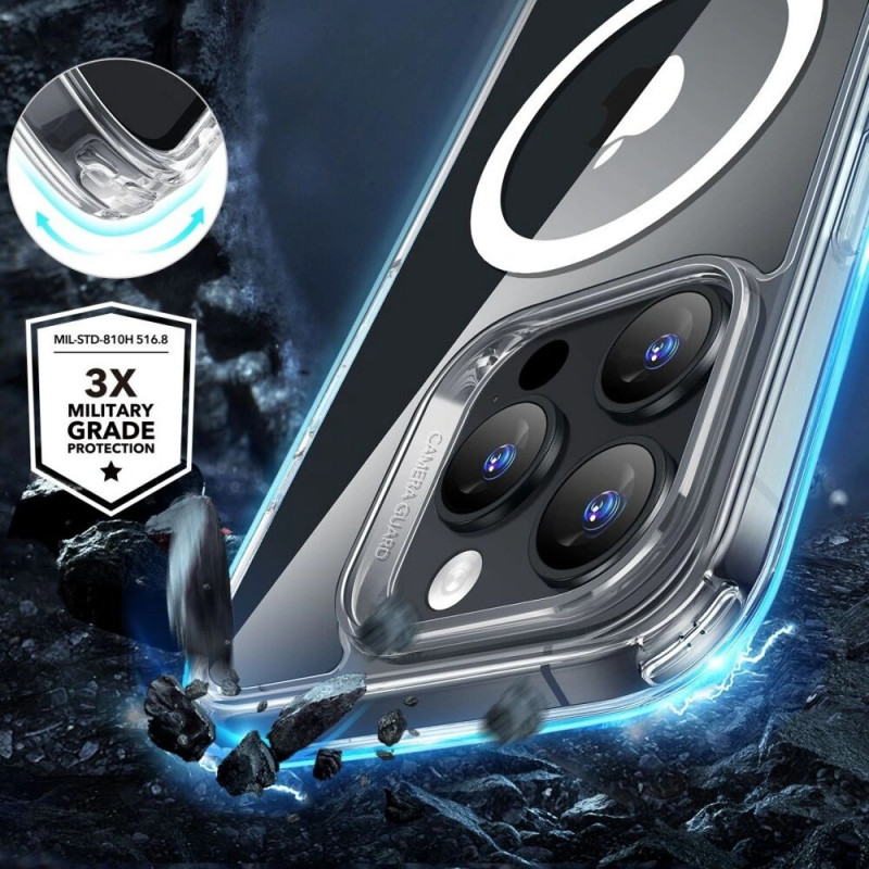 ESR Classic Hybrid HaloLock MagSafe vāciņš ar rūdīto stiklu Apple iPhone 16 Pro Max, caurspīdīgs