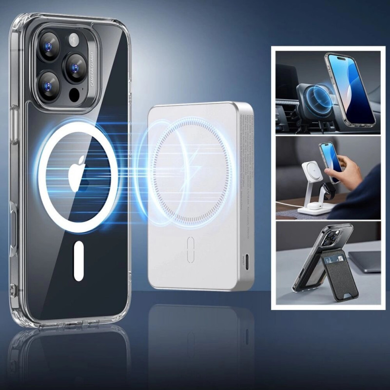ESR Classic Hybrid HaloLock MagSafe vāciņš ar rūdīto stiklu Apple iPhone 16 Pro Max, caurspīdīgs