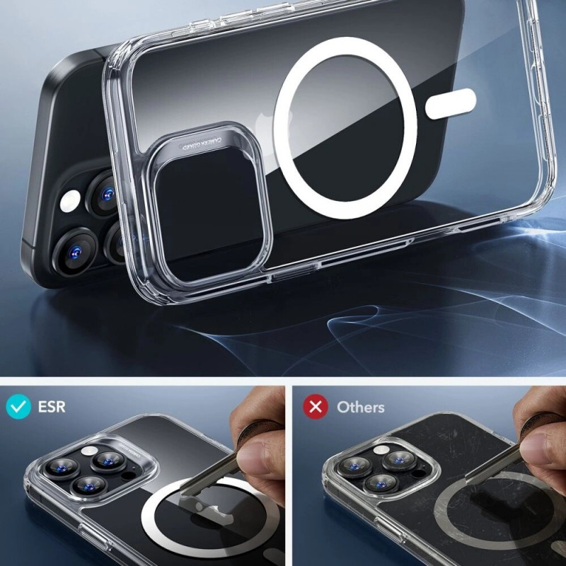 ESR Classic Hybrid HaloLock MagSafe vāciņš ar rūdīto stiklu Apple iPhone 16 Pro Max, caurspīdīgs