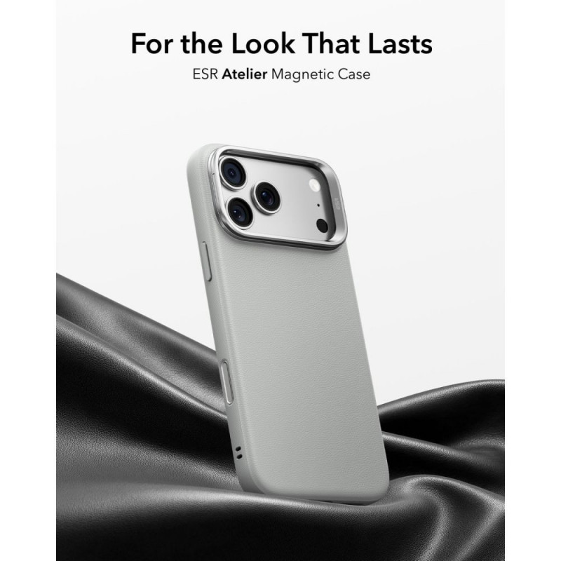 ESR ādas maciņš ar statīvu MagSafe Apple iPhone 17 Pro Max / 18 Pro Max, pelēks