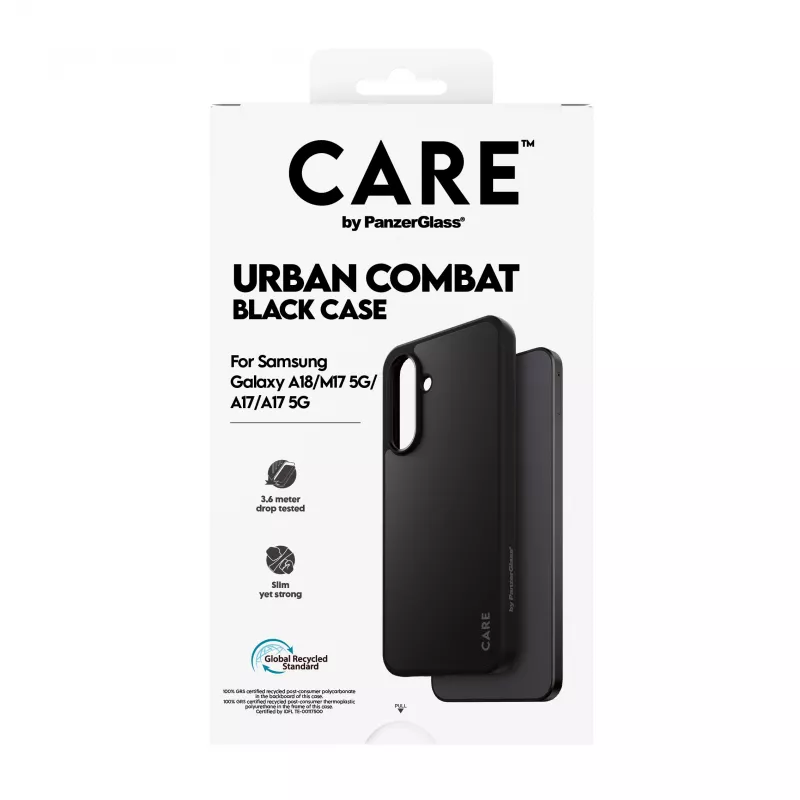 PanzerGlass CARE Urban Combat vāciņš Samsung Galaxy A17/A18, melns