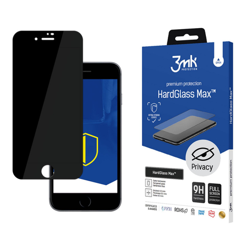 3MK HardGlass Max Privacy rūdītais stikls ar konfidencialitātes filtru Apple iPhone 7, melns