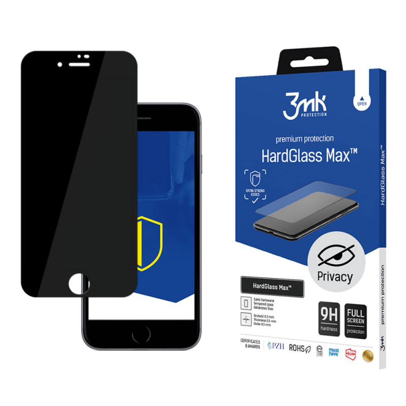 3MK HardGlass Max Privacy rūdītais stikls Apple iPhone 8, melns