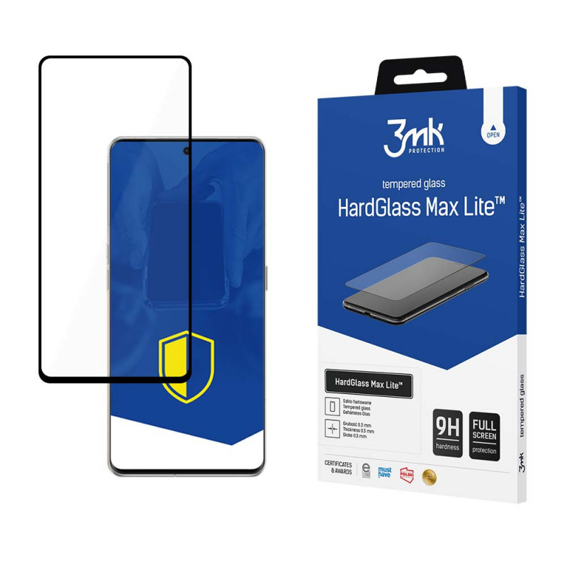 3MK HardGlass Max Lite Oppo Find X6 Pro rūdītā stikla ekrāna aizsargs, melns, 3MK4884