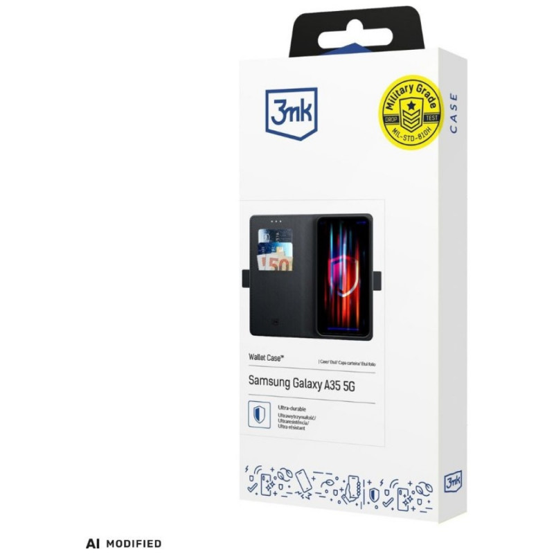 3MK Wallet Case vāciņš ar maciņa funkciju Redmi Note 15 4G / 5G, melns