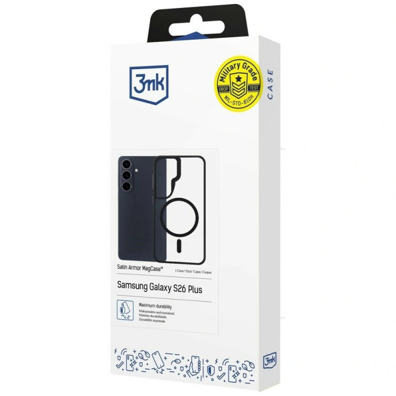 3mk Satin Armor MagCase Samsung Galaxy S26+ aizsargapvalks, melns
