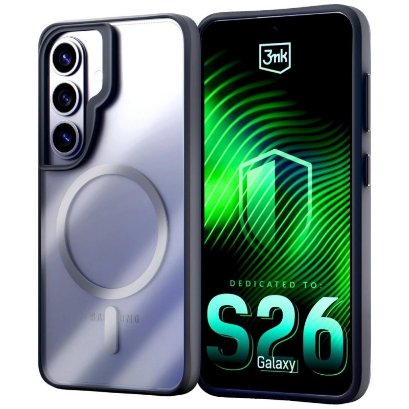 3mk Satin Armor MagCase Samsung Galaxy S26 aizsargapvalks, caurspīdīgi melns
