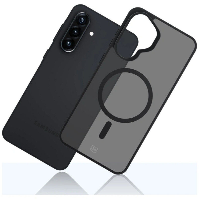 3MK Smoke MagCase Samsung Galaxy A37 viedtālruņa maciņš, dūmakaini melns