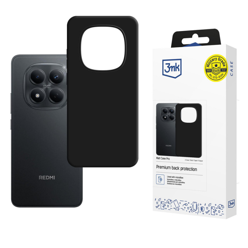 3MK Matt Case Pro viedtālruņa maciņš Xiaomi Redmi Note 15 Pro 4G, melns