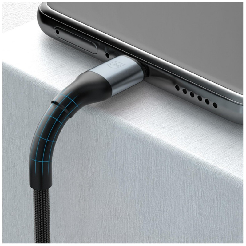 3MK Hyper Cable N-SERIES USB-C uz USB-C kabelis, 1,5 m, 100 W, melns