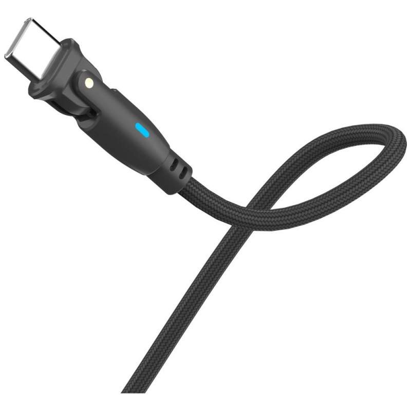 3MK Hyper Cable N-SERIES USB-C uz USB-C kabelis ar 180° grozāmu galu, 1 m, 100 W, melns
