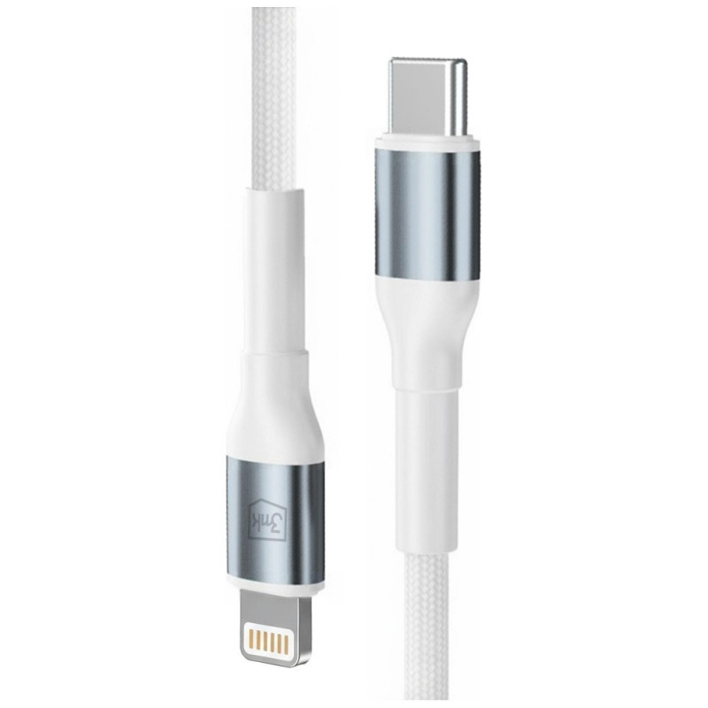 3MK Hyper Cable N-SERIES USB-C – Lightning kabelis, 2 m, 27 W, balts