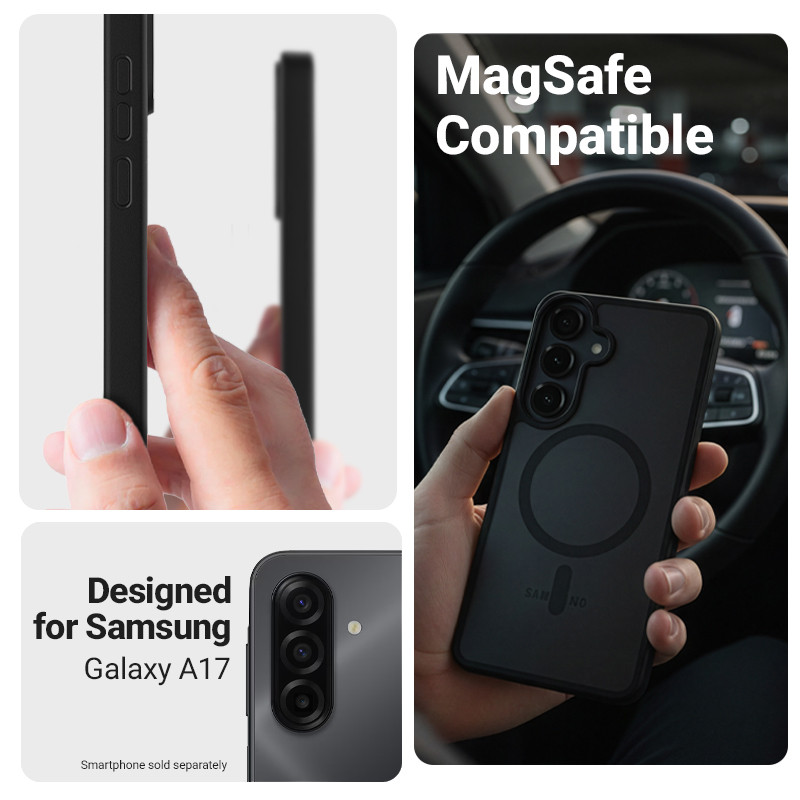 Crong Hybrid Matte Magnetic MagSafe vāciņš Samsung Galaxy A17, melns