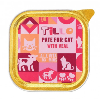 TILLO Pate Veal mitrā kaķu barība, 100 g