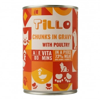 TILLO Chunks in gravy Poultry mitrā kaķu barība, 415 g