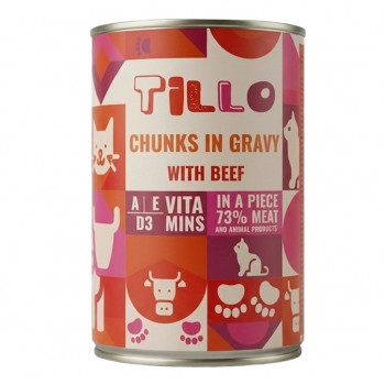TILLO Chunks in gravy Beef mitrā kaķu barība, 415 g