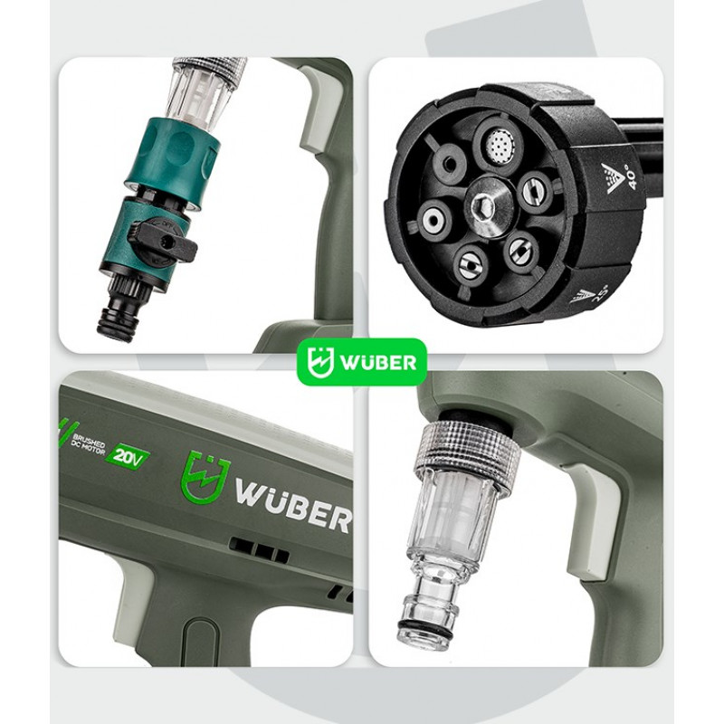 Wuber W04322 bezvadu augstspiediena mazgātājs, 20 V, 300 l/h