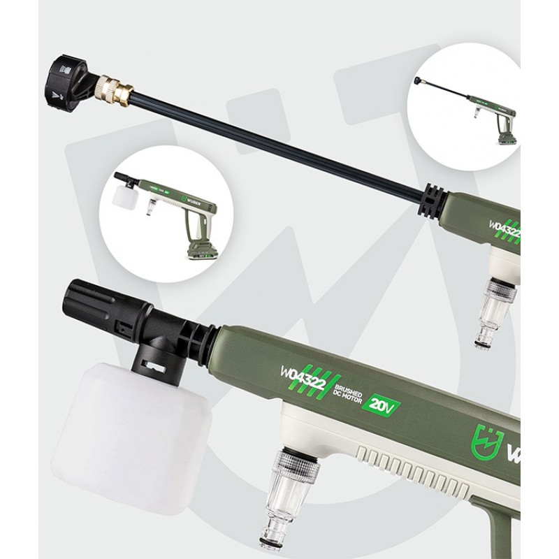 Wuber W04322 bezvadu augstspiediena mazgātājs, 20 V, 300 l/h