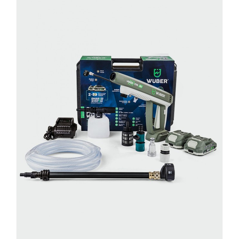 Wuber W04322 bezvadu augstspiediena mazgātājs, 20 V, 300 l/h