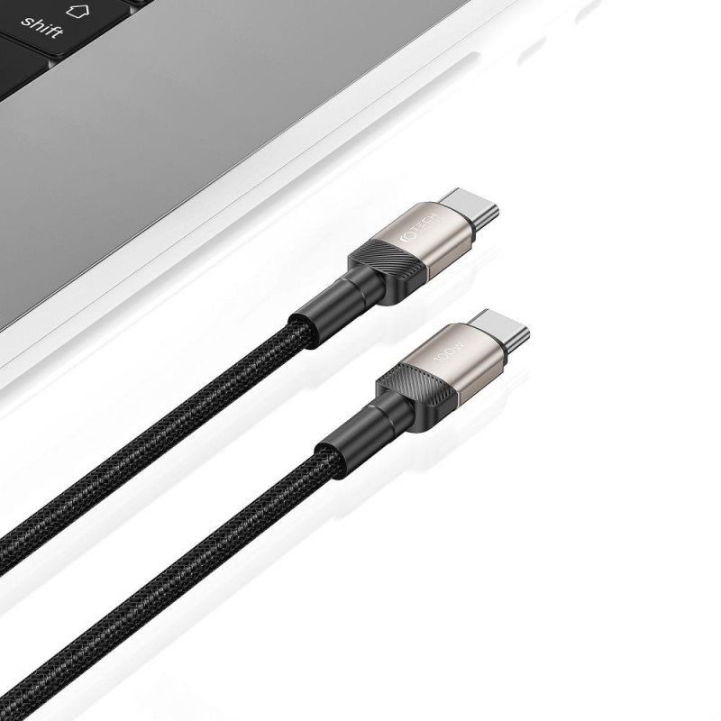 Tech-Protect UltraBoost Evo kabelis USB-C / USB-C 100W 5A 100cm Titanium