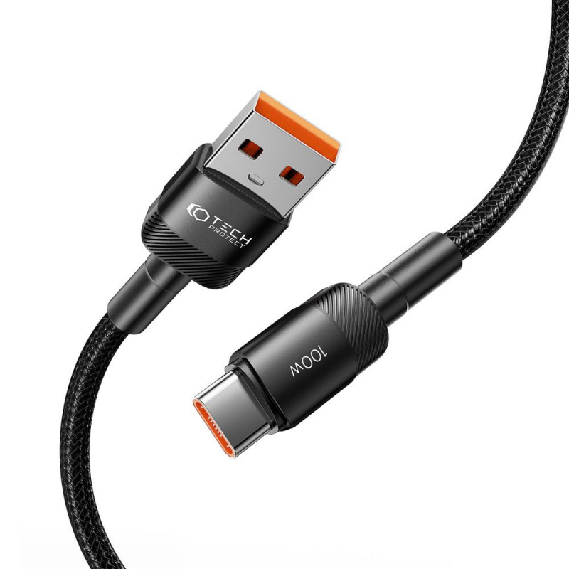 Tech-Protect UltraBoost Evo kabelis USB-A / USB-C 100W 5A 50cm melns