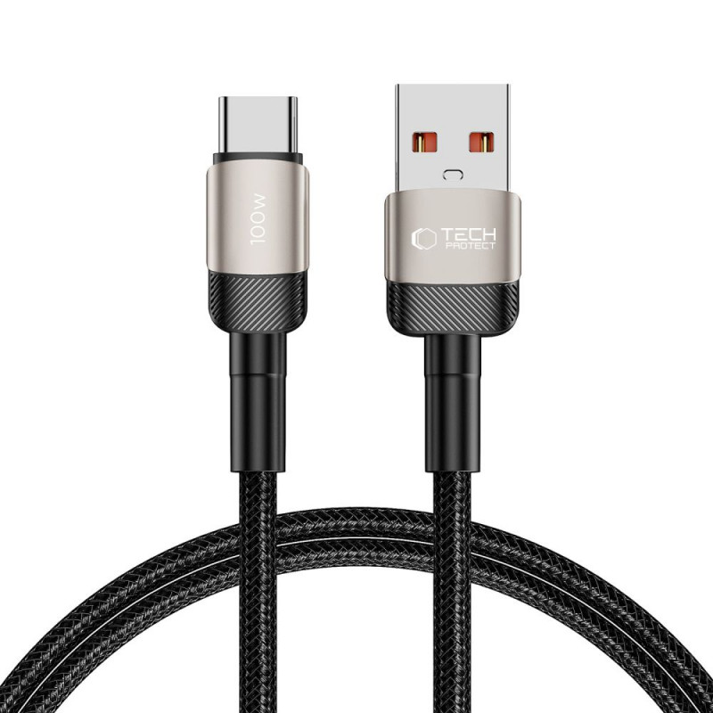 Tech-Protect UltraBoost Evo kabelis USB-A / USB-C 100W 5A 100cm Titanium