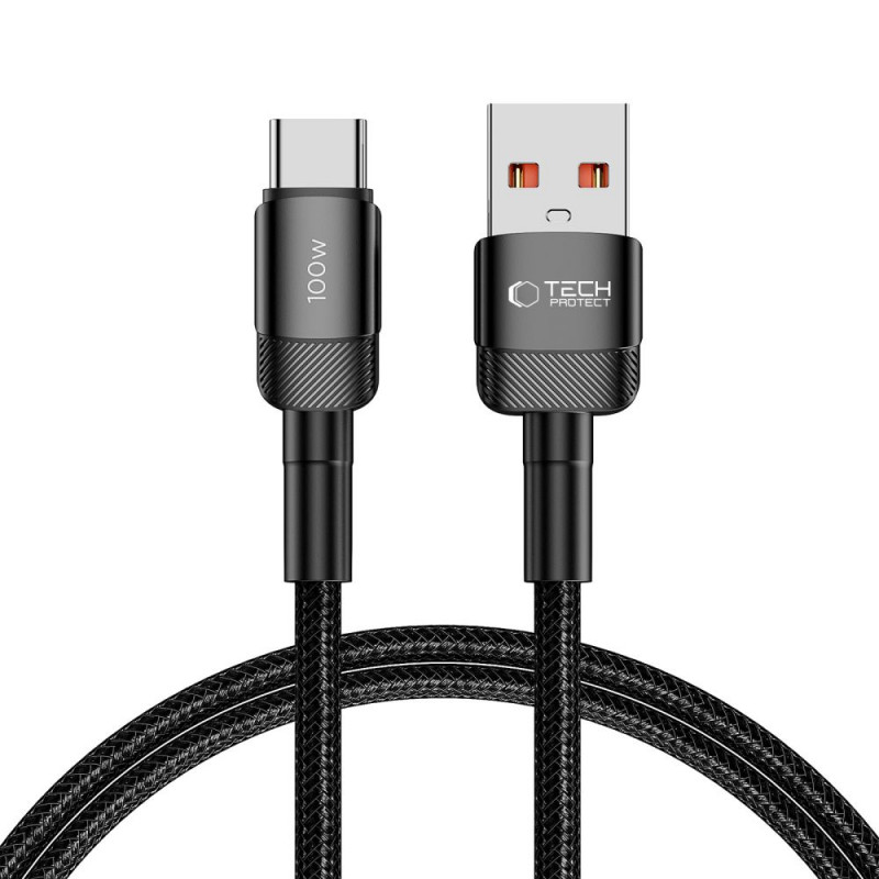Tech-Protect UltraBoost Evo kabelis USB-A / USB-C 100W 5A 100cm melns