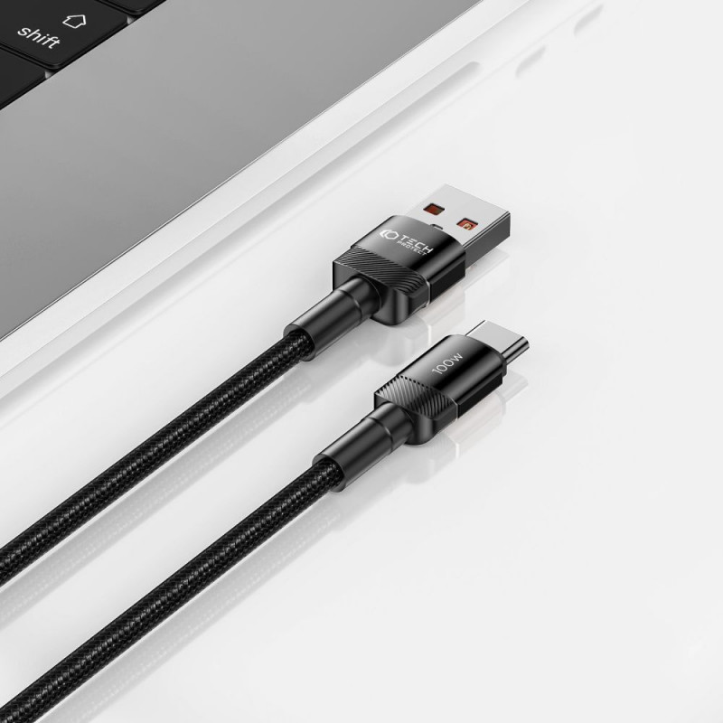 Tech-Protect UltraBoost Evo kabelis USB-A / USB-C 100W 5A 100cm melns