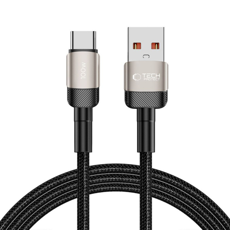 Tech-Protect UltraBoost Evo kabelis USB-A / USB-C 100W 5A 200cm Titanium