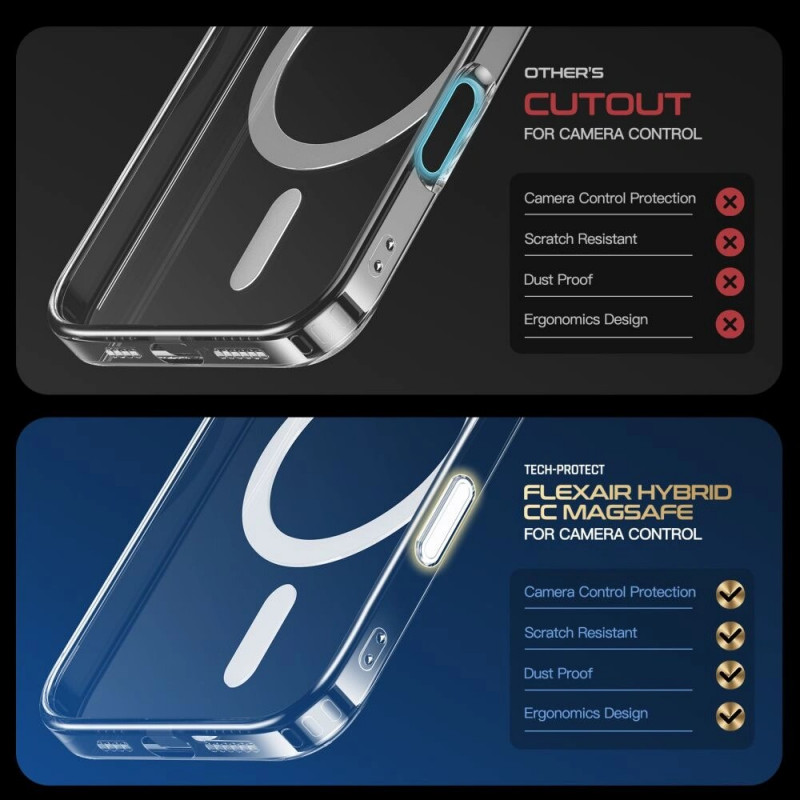 Tech-Protect Flexair Hybrid CC MagSafe Apple iPhone 16 vāciņš, caurspīdīgs