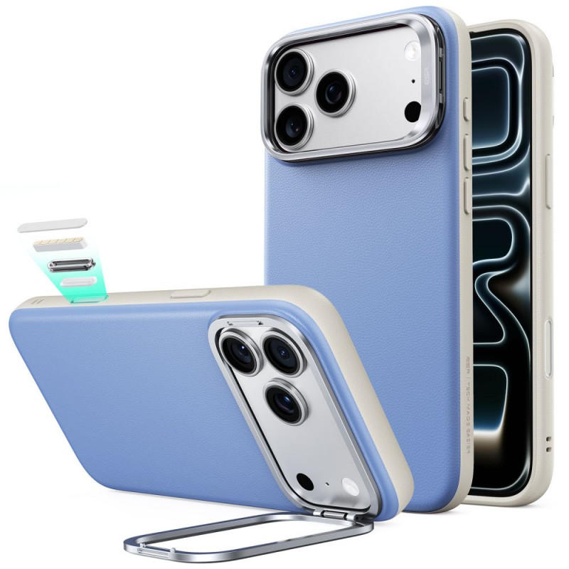 ESR ādas maciņš ar statīvu un MagSafe Apple iPhone 17 Pro Max / 18 Pro Max, gaiši zils