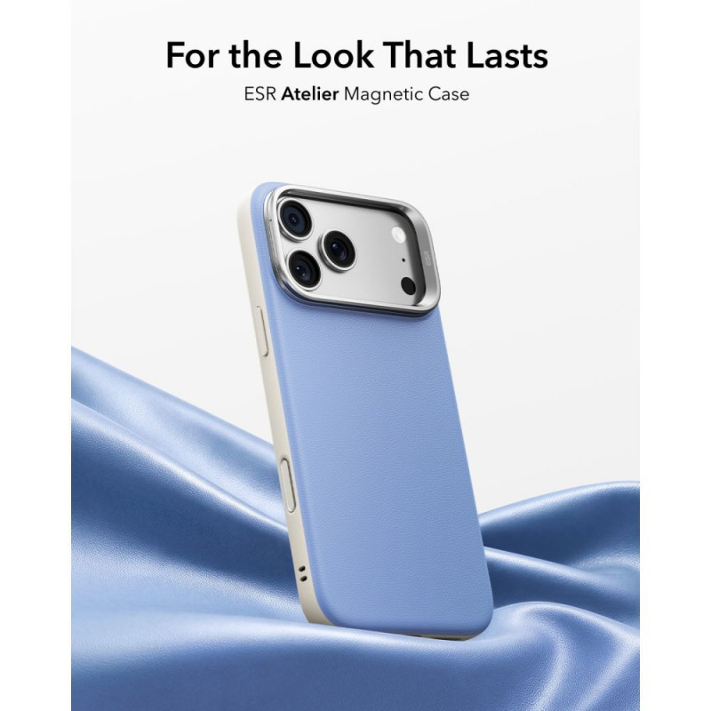 ESR ādas maciņš ar statīvu un MagSafe Apple iPhone 17 Pro / 18 Pro, gaiši zils