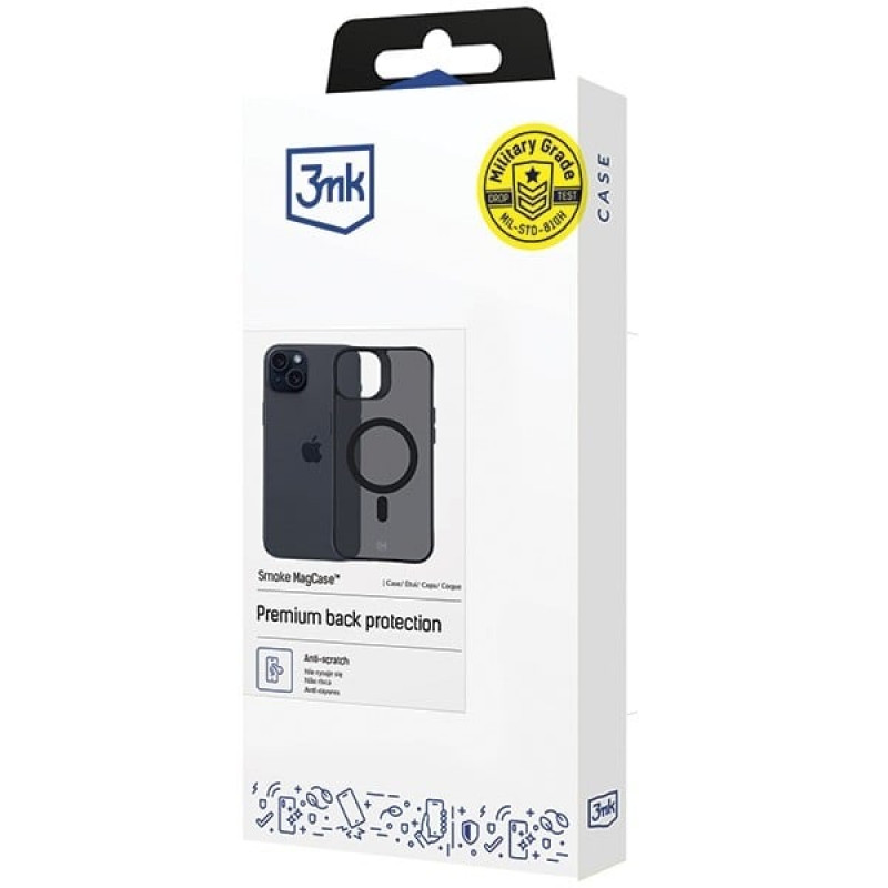 3MK Smoke MagCase ar MagSafe Apple iPhone 15, daļēji caurspīdīgs