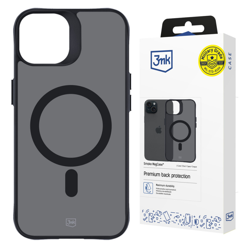 3MK Smoke MagCase ar MagSafe Apple iPhone 15 Plus, daļēji caurspīdīgs (156048-0)