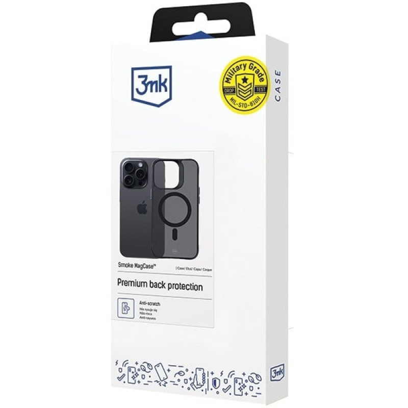 3MK Smoke MagCase ar MagSafe Apple iPhone 15 Pro Max, daļēji caurspīdīgs (156061-0)