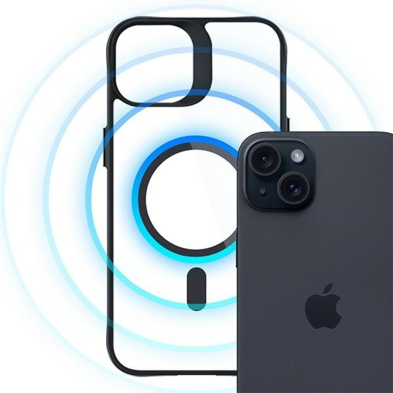 3MK Satin Armor MagCase ar MagSafe Apple iPhone 15 Plus, caurspīdīgs ar melnu rāmi (156080-0)