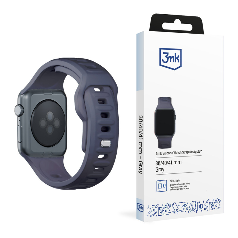 3mk silikona pulksteņa siksna Apple Watch 38/40/41 mm, pelēka