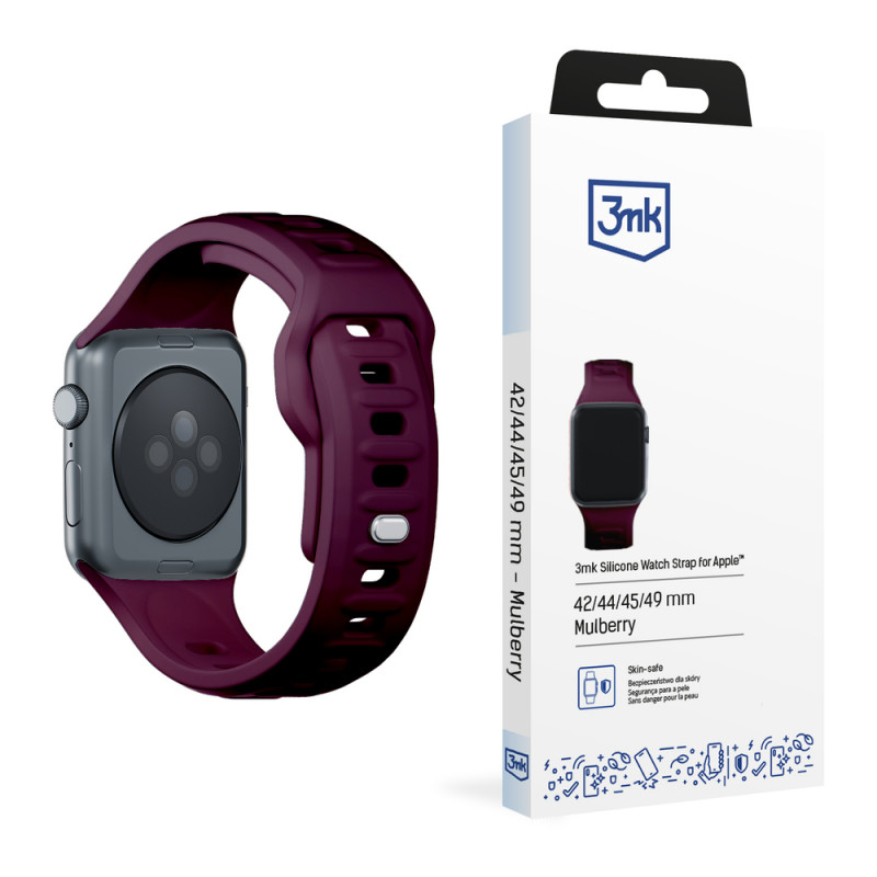 3mk silikona pulksteņa siksniņa Apple Watch 42/44/45/49 mm, mulberry / burgundy
